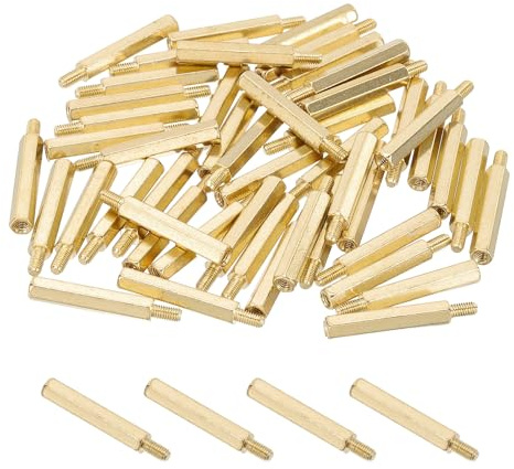 PATIKIL 50 Stück M3 x 25mm + 6mm Messing Sechskant Abstandshalter Gewindestifte Männlich Auf Weiblich Für PCB Motherboard Drohne Quadcopter Computer Elektronik Projekte Leiterplatte