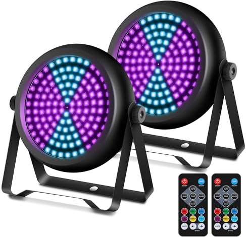 Telbum Strobe Light for Parties, 126 LED RGB+UV Strobe Light Halloween, DJ Lights by DMX512 Sound Activated Blacklight for Stage Club Event Concert Church Wedding Banquet Host - 2Pack