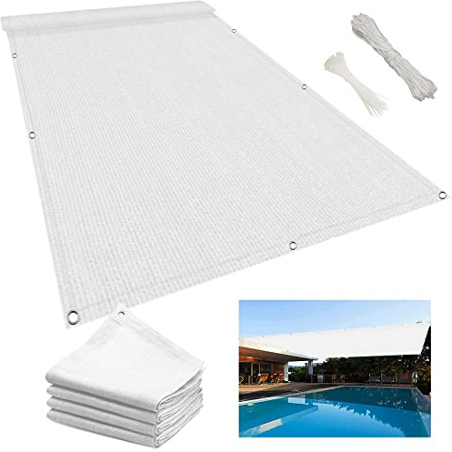 Toldo rectangular de 4 x 8 m para jacuzzi, jardín, patio, refugio, toldo de protección UV con ojales y bridas para cables, perfecto para playa y uso al aire libre, color blanco