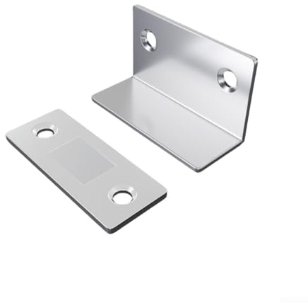 Tope magnético para puerta de armarios y cajones con perfil invisible ultrafino y diseño en forma de L para un cierre seguro de muebles (plateado)