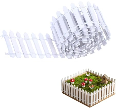 1 Set 1.97 x 35 White Miniature Garden Fence Picket Border Bonsai Fairy Garden Fence Decoration Ornament Decorative Fences
