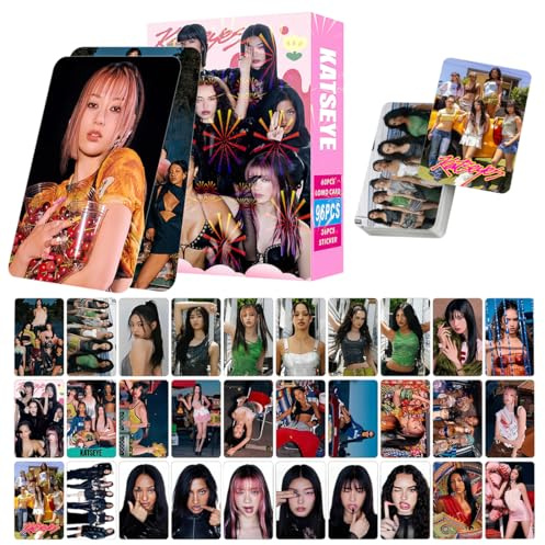 Teegxddy 92 Stück Katseye Merch & Fotokarten Set Mini Album Karten, katseye album Beautifulchaos Novel Photocards Collection Ideal Geschenk für Fans von Katseye/kpop