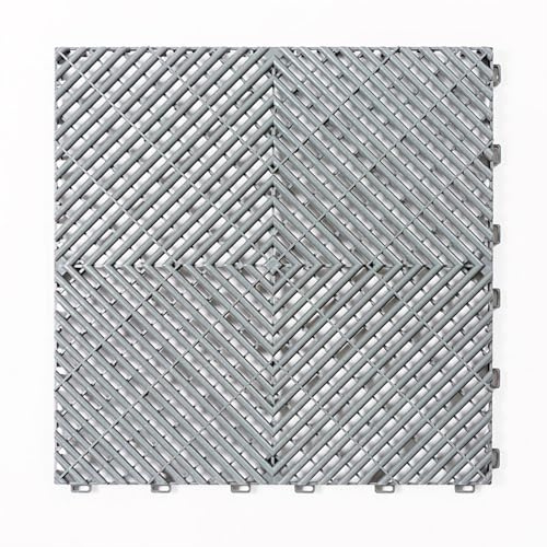 Vented Modular Interlocking Garage Floor Tiles, PVC Plastic PP, High-strength, DIY, Car Wash Room Cushion(Grey)