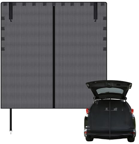 Mosquitera Magnética para Portón Trasero de Coche - Cortina de Maletero SUV 150x150cm | Red Parasol Anti-UV y Privacidad | Malla de Camping Plegable Universal para Furgonetas Viajes