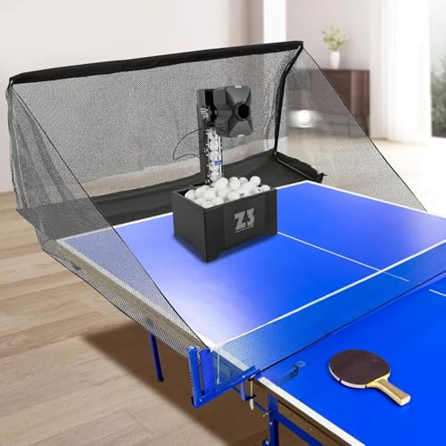 Bordtennisrobot automatisk bolllauncher med nät och 100 bollar, professionell pingis-maskin för träning och coachingövningar