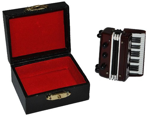 alles-meine.de GmbH Akkordeon mit Kasten - Holz Miniatur Maßstab 1:12 - Schifferklavier Zerrwanst Puppenhaus - Musikinstrument Musik Instrument Tasteninstrument
