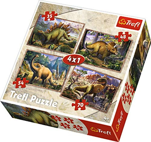 Trefl, Puzzle, Dinosaurier, von 35 bis 70 Teilen, 4 Sets, für Kinder ab 4 Jahren