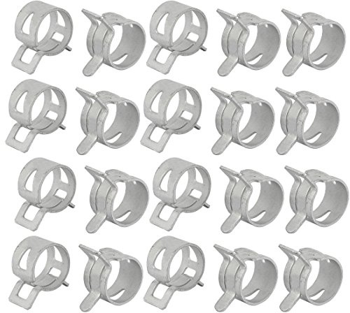 sourcing map 20 Stk 16mm Feder Schlauchschelle Federbandschelle Rohrschelle Schlauch Clip weiss DE de