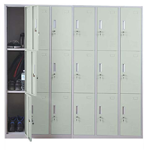 Mendler Schließfach Boston T829, Schließfachschrank Wertfachschrank Spind, Metall 18 Fächer - grün