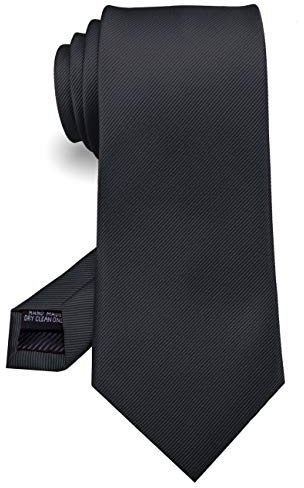 JEMYGINS 3.15 Black Tie Wedding Business Silk Necktie for Men (8cm)