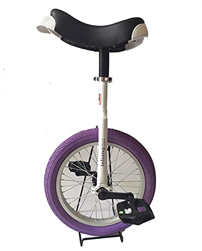 JLXJ Einrad Einrad Fahrrad für Unisex-Kinder, 16 Zoll Verstellbarer Sitz Einrad Fahrrad für Fitness Im Freien, Auslaufsicheres Butylreifenrad, Belastung: 150 Kg (Color : Purple)
