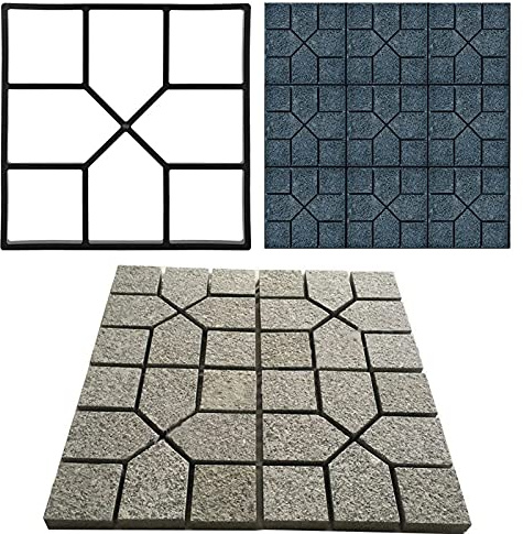 8 Grid Concrete Slab Moulds, 40X40cm Concrete Mold Pavement Concrete Mould Path Maker Mould, Irregular Driveway Brick Patio Concrete Slab Path Walk Maker Garden Pavement Mould for Wedding Path