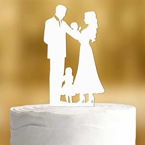 Cake Topper Familie [mit Mädchen und Baby] - Acryl weiss Hochzeitstorte deko Kuchendeko Hochzeit Tortendekoration Verlobung Tortenstecker Hochzeit Tortendeko Wedding cake