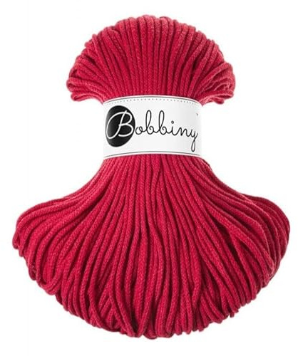 Bobbiny Junior Makramee-Schnur, geflochten, 3 mm, klassisch, Rot, 100 m