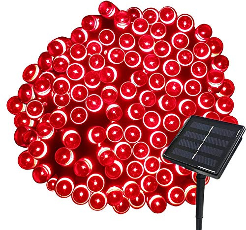 Tuokay, Solar Lichterkette Außen, 22m 200 LED 8 Modi Wasserdicht (Rot)