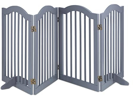 Relaxdays Absperrgitter, HxB: 70 x 205,5 cm, faltbar, mit Füßen, freistehendes Hunde Schutzgitter, Treppengitter, grau, Holzwerkstoff