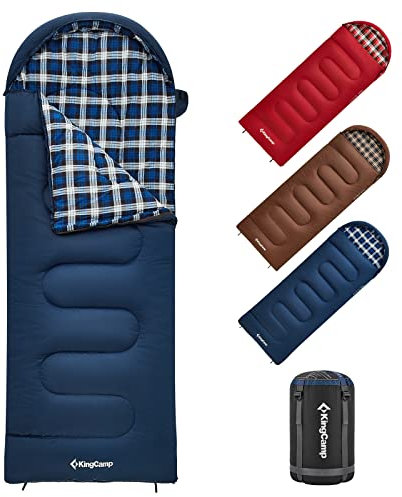 KingCamp Kinderschlafsack Schlafsack Winter Warmer Deckenschlafsack 3-4 Jahreszeiten für Kinder beim Camping Trekking 170 x 70 cm Komfort: 7°C 1.4 KG,(Navy, Links)