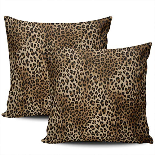Förpackning med 2 kuddfodral fläckig leopard brun och svart kuddöverdrag dragkedja örngott lyxigt kuddöverdrag för hemmafru stol hem 45 x 45 cm