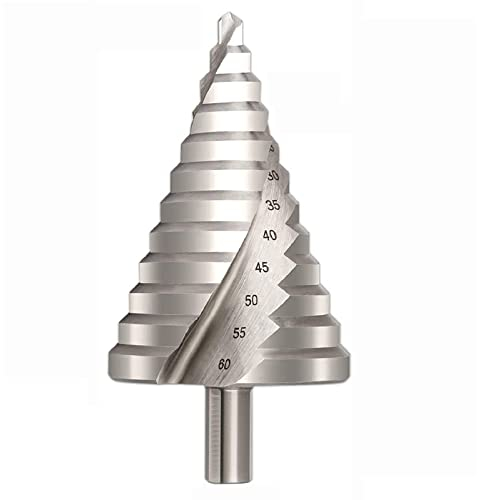 Hotiko HSS Stufenbohrer [12mm Schaft] Kegelbohrer Ø 6-60mm Schälbohrer ideal für Metall, Holz, Kunststoffe - 12 Stufen Konusbohrer (Silber)