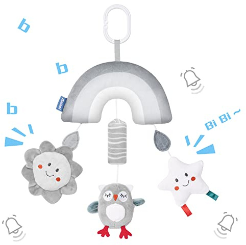 Vicloon Jouet de landau pour bébé, jouets de poussette, arc-en-ciel éolien, peluche confortable, activités douces