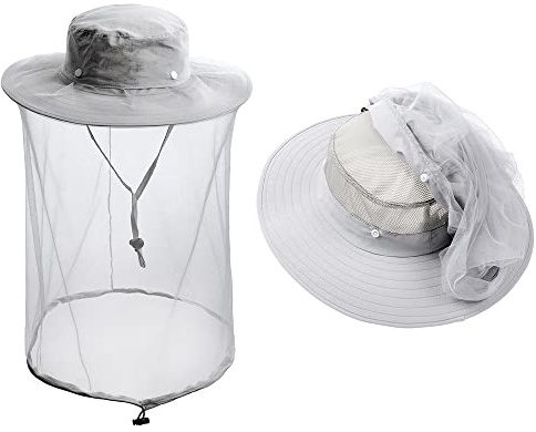 ZffXH Sommar nät safari solhatt utomhus camping fiskemössa med nät slöja huva biodlingshatt för män kvinnor