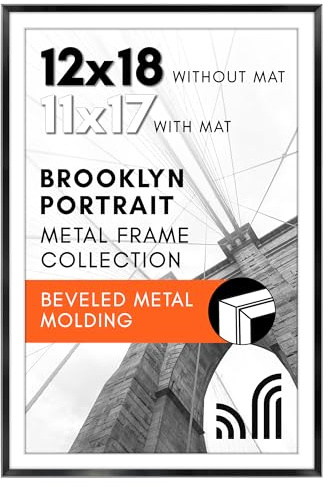 Americanflat 30,5 x 45,7 cm Metall-Posterrahmen mit gehärtetem Glas, Verwendung als 28 x 43 cm Rahmen mit Passepartout oder Display, 30,5 x 45,7 cm Foto ohne Passepartout, Brooklyn Collection
