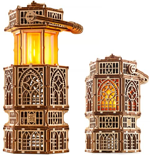 Wood Trick Antike Laterne Leuchtendes LED 3D Holzpuzzle für Erwachsene und Kinder zum Selberbauen - 2-Modus-Beleuchtung - Technik DIY Projekt Mechanisches 3D Puzzle Modellbausatz für Erwachsene