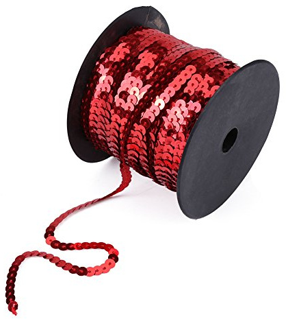 Rollo de Lentejuelas, 100 Yardas Coloreado Rollos de Lentejuelas de 6 mm Plana Lentejuelas Cadena Tira de Lentejuelas Planas Redondas para Manualidades Adornos Accesorios de Vestuario (Red)
