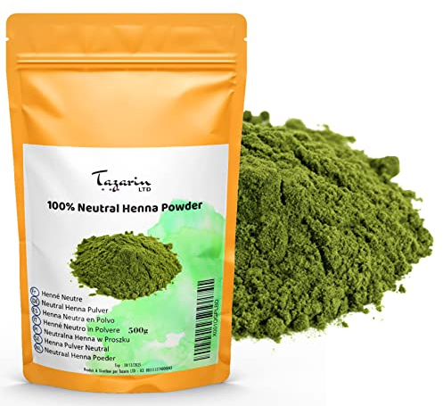 500g Neutrales Henna Pulver - Henna Neutral für Haar Reinigend Regulierend Verleiht Volumen Stärkend - Cassia Obovata - Feines Pulver, 100% Natürlich, Rein und Ohne Zusatzstoffe | Tazarin Ltd