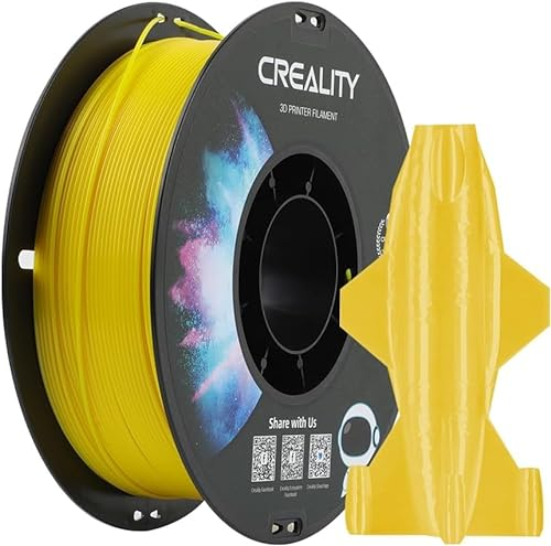 Creality CR-PETG 3D-Druckfilament 1,75 mm, Ausgezeichnete Zähigkeit, Hohe Präzision, Geruchlos, Ungiftig, Feuchtigkeitsbeständig, 1 kg (2,2 lbs), Glänzendes PETG-Filament für 3D-Drucker(Gelb)