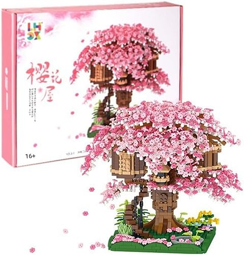 Tirff Sakura Arbre Maison Construire Bloc, 2028 Pièces Ensemble de Construction Cabane dans Les Arbres, Sakura Botanical Collection Building Set pour Adultes, Not Compatible with Lgo