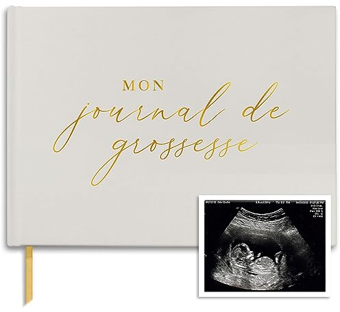 Journal de Grossesse à Offrir - Livre Grossesse de Luxe pour Futures Mamans – Carnet de Grossesse comprend Calendrier, Scrapbook, Check-list, Organisateur et Livre de Naissance Souvenirs (Doré)