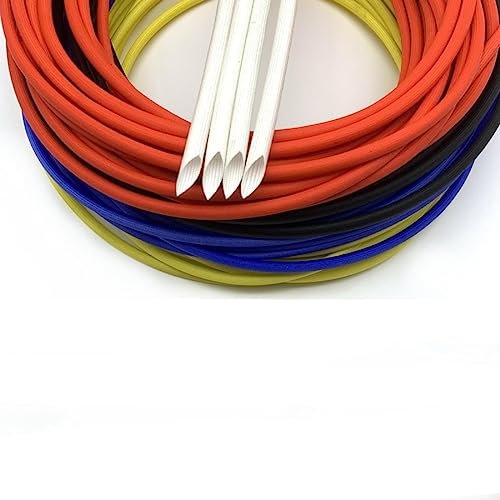 ID 1~30mm 200 gradi C Tubo in fibra di vetro Guaina in filo intrecciato in resina siliconica Guaina isolante in fibra di vetro ignifuga Proteggi-nero,8mm,5M