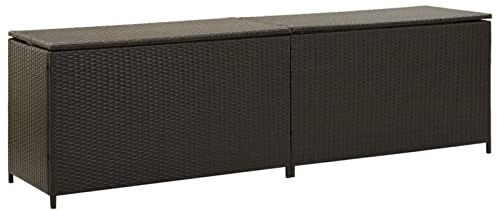 Festnight gartenbox wasserdicht XXL gartentruhe Auflagenbox Wasserdicht aufbewahrungsbox Garten kissenbox Garten Polyrattan Sitztruhe-Braun-200x50x60 cm
