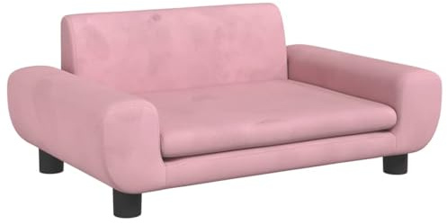vidaXL Cama para Perros de Terciopelo Rosa 70x45x33 cm, sofá para Perros, Cama para Cachorros, Asiento para Perros, sofá para Mascota