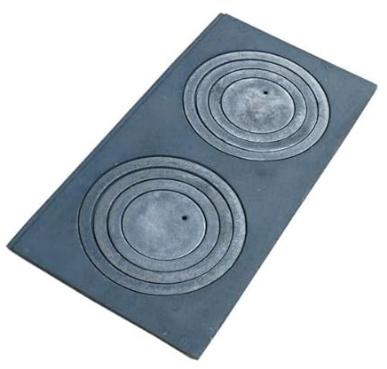 SEZAM Placa de fundición para horno con 2 agujeros, 65 x 37,5 cm, placa de carbón de hierro fundido gris