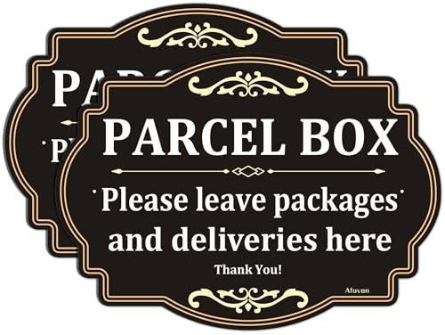 Parcel Box Please Leave Packages and Deliveries Here Signs 25 x 18 cm Package Delivery Metal Reflective Sturdy Rust Aluminum Waterproof Durable Outdoor