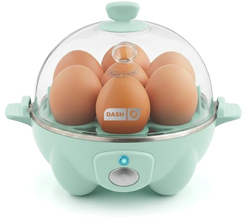 DASH 7 Eggs Pressure Cooker for Hard Boiled Eggs, Poached Eggs, Scrambled Eggs or Omelets with Auto Shut-Off Function - Aquamarine