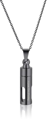 JSDDE Personalisiert Anhänger Halskette Asche Anhänger zum befüllen Urne Anhänger Kette mit Gravur Memorial Schmuck für Damen Herren