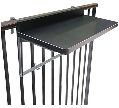 Balkontisch Zum Hängen Klappbar, Höhenverstellbarer Balkon Klapptisch Zum Einhängen, Gartentisch Klapptisch, Klappbarer Balkonhängetisch Für Terrasse, Beistelltisch, Hängetisch Balkon Klappbar(Black,1