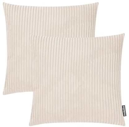 mokebo Dekokissen Set 'Die Kuschelbuddies', 2er-Set Cordkissen 45x45 cm mit Füllung in Beige, auch als Sofakissen, Zierkissen oder Couchkissen mit Cordbezug
