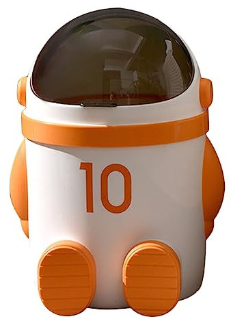TINEASUR Poubelle à Couvercle Motif Astronaute Pour Bureau Et Maison Corbeille Ergonomique Antidérapante Design Original Et Coloris Orange Pour Salon Cuisine Et Salle De Bain