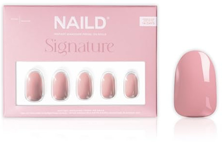 NAILD Softgel Press On Nails Round, Ginza – Fingernägel zum Aufkleben in Studioqualität – Wiederverwendbare künstliche Fingernägel – inkl. Nagelkleber, Feile & Zubehör