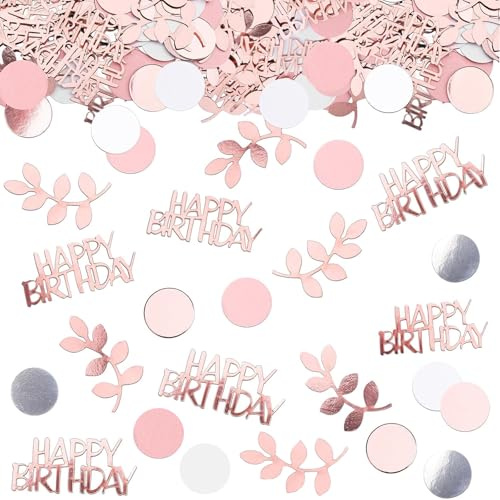 GoldRock 200 Stk Konfetti Geburtstag,Groß Tischdeko Geburtstag Frau Mädchen | Happy Birthday Konfetti Rosegold,Streudeko Geburtstage, Geburtstagsdeko Tisch,Happy Birthday Deko für Frauen Kindergeburtstag