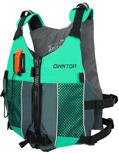 Owntop Aiuti per La Galleggiabilità per Adulti e Adolescenti con Zaino Idratazione, Fischietto e Tasche - Giubbotto Galleggiante Regolabile Gilet da Nuoto Unisex per Paddleboard, Kayak, Pesca, Vela