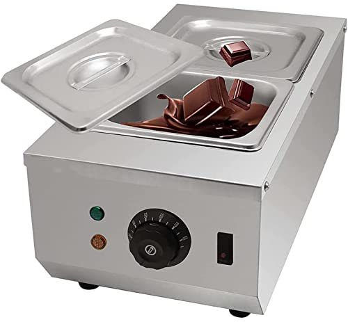 DMMFTERL Machine à Fondre Le Chocolat Commercial 600 W avec 2 Pots de 1,6 L, contrôle Automatique de la température, Chauffage de l'eau, Machine à Fondre Le Chocolat Chaud