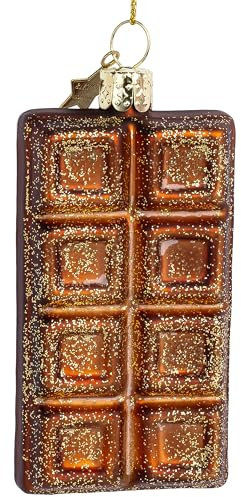 SIKORA Schokolade Tafel besondere Weihnachtskugel Glas Christbaumschmuck Deko Figur Weihnachten Anhänger Ornament - Trend Line - BS673