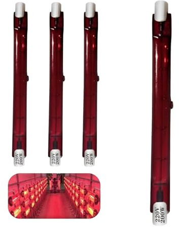 Infrarotlampe 200W, R7 Halogenstab Dimmbar, R7S Halogenlampe 118mm 200W Ersatz J-Typ Linear Halogen Lampe, 200LM, Infrarot Halogen Wärmelampe 200W Halogenstablampe Rot Heizlampe, 10mm Ø, 4 Stück