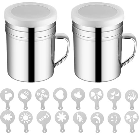 Bottiglie Per Shaker Per Polvere Da 2 Pezzi, Stampi Per Shaker Per Polvere Da 16 Pezzi, Shaker Per Polvere In Acciaio Inossidabile, Shaker Per Polvere Di Cacao, Strumenti Per Shaker Per Polvere