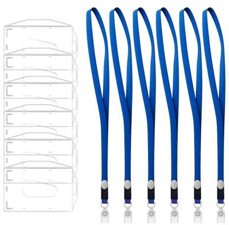 6 stycken ID-kortfodral med nyckelring, genomskinliga kortfodral, märkeshållare, transparent ID-hållare, snodd med kortfodral, kortficka, hård plast, för ID-kortficka, kreditkort